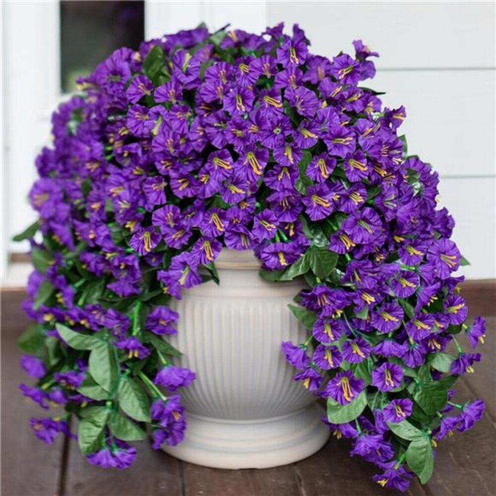 2pc Artificial Faux Hanging Flowers Plants for Outdoor Outside Summer Decoration
